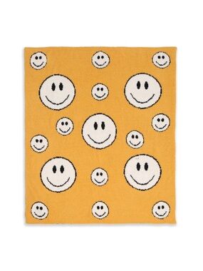 NWT Luxe Cloud Blanket, Smiley Pattern, Yellow